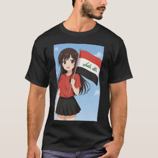 T-shirt Fille animée avec drapeau irakien amies