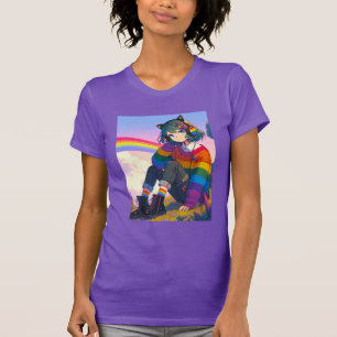 T-shirt Fille animée LGBTQIA+ Fierté lesbienne