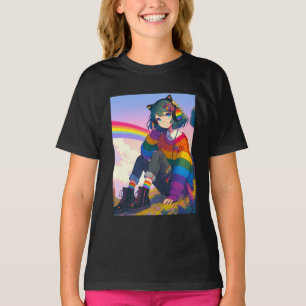 T-shirt Fille animée LGBTQIA+ Fierté lesbienne
