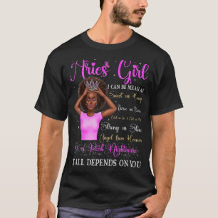 T-shirt Fille Aries Reine noire Zodiac Anniversaire Femmes