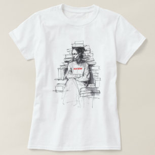 T-shirt Fille assise sur le trône du livre - "Just Read"