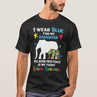 T-shirt Fille autiste Maman Papa , Puzzle amusant Éléphant