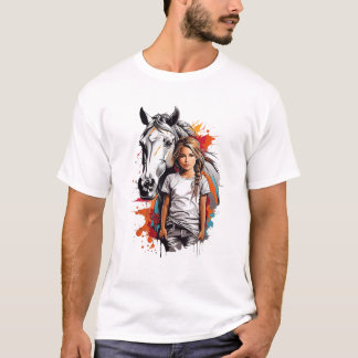 T-shirt Fille Avec Cheval Graphique T Chemise