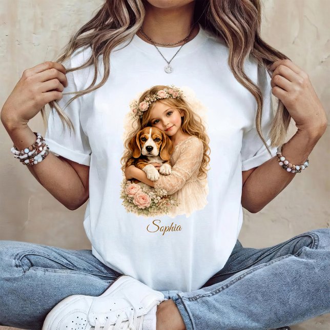 T-shirt Fille avec chiot Beagle (Créateur téléchargé)