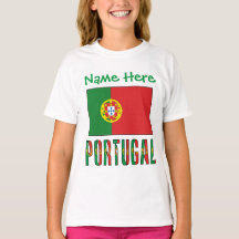 T-shirt Fille avec Drapeau du Portugal Personnalis