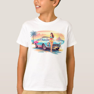 T-shirt Fille avec la voiture et la nature de rêve