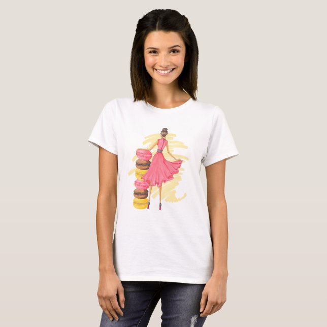 T-shirt Fille avec le rose de Macarons (Devant entier)