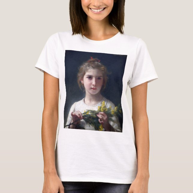 T-shirt Fille avec Mimosa, Bouguereau (Devant)