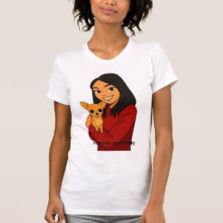 T-shirt Fille avec son chien