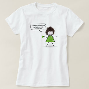 T-shirt Fille Bâton Avec Tasse de Café Verte