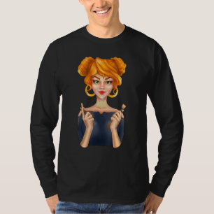T-shirt Fille Blonde de Mode Mignonne Tenant des Pinceaux