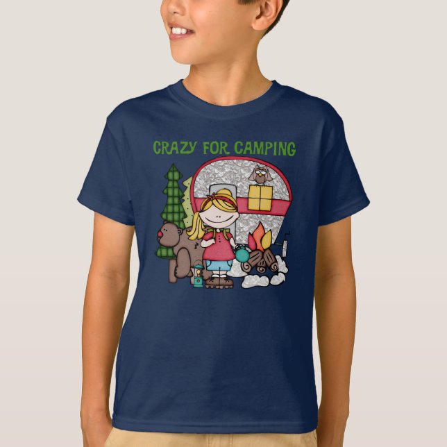 T-shirt Fille blonde folle pour camper (Devant)