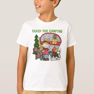 T-shirt Fille blonde folle pour camper