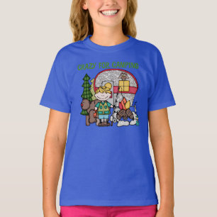 T-shirt Fille blonde folle pour camper