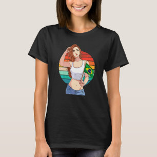 T-shirt Fille brésilienne Fierté du Brésil Drapeau Brasil