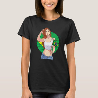 T-shirt Fille brésilienne Fierté du Brésil Drapeau Brasil 