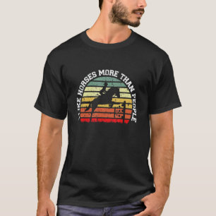 T-shirt Fille Chevauchant J'Aime Plus Les Chevaux Que Les