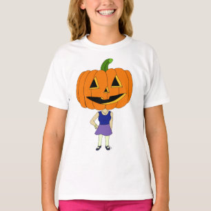 T-shirt fille chibi tête de citrouille  