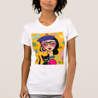 T-shirt Fille chic de Tre avec le chat
