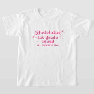 T-shirt Fille Classe Rose Nom de l'enseignant Équipe Équip