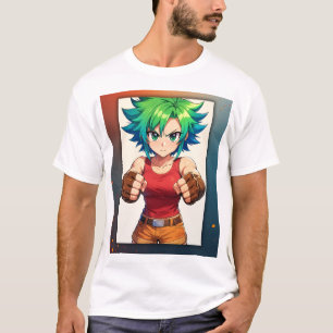 T-shirt Fille Combattante Féroce – Art de Guerrière Anime