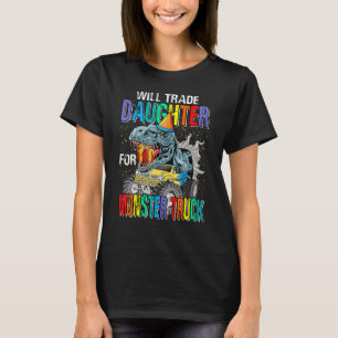 T-shirt Fille Commerciale Monster Truck Dinosaur