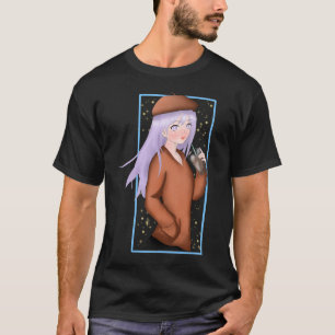 T-shirt fille d'anime boire du café