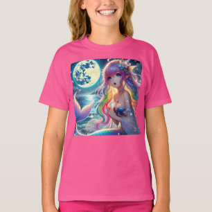 T-shirt Fille d'anime chantant clair de lune pixie mermaid