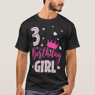 T-shirt Fille d'anniversaire 3 ans mignonne rose jumelle f