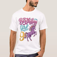 Fille d'anniversaire 9 Licorne Dessin de gravure v
