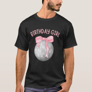 T-shirt Fille d'anniversaire Coquette Nœud Boule de Disco