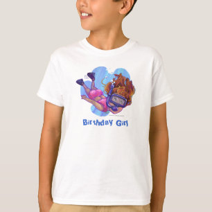 T-shirt fille d'anniversaire de plongée avec tuba