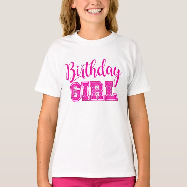 T-shirt fille d'anniversaire rose (Devant)