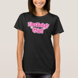 T-shirt Fille d'anniversaire rose et blanc avec des étoile