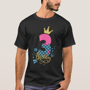 T-shirt Fille d'anniversaire sirène 3 ans C'est mon 3ème a
