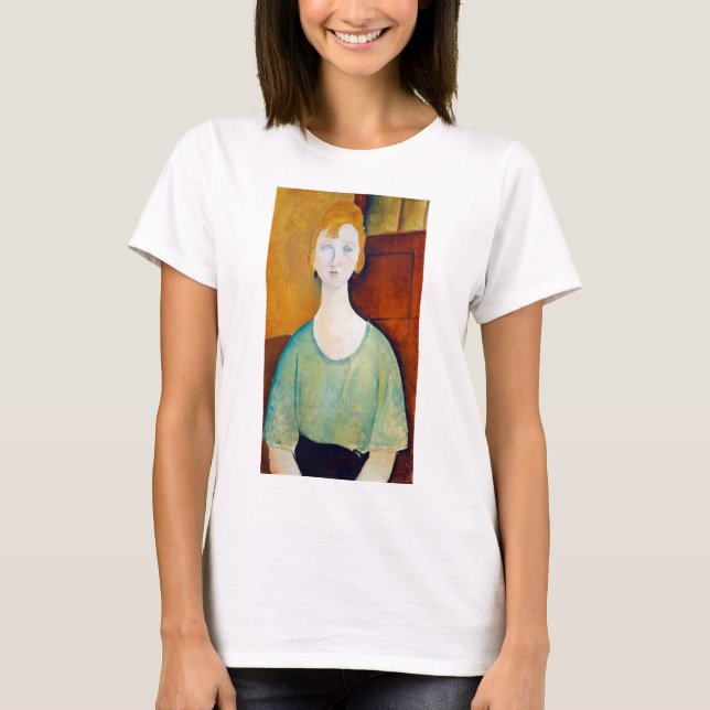 T-shirt Fille dans une blouse verte, Modigliani (Devant)