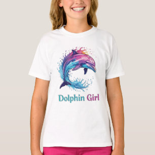 T-shirt Fille Dauphin Amoureuse de l'Océan Graphique