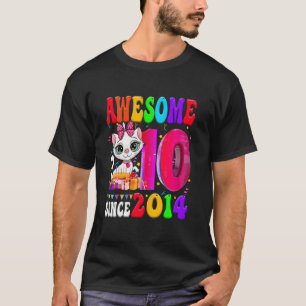 T-shirt Fille de 10 ans Fête Mignonne chat 10 ans Émerveil