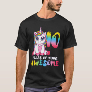 T-shirt Fille de 10 ans Licorne mignonne 10e anniversaire