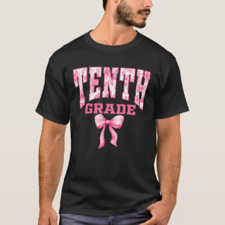 T-shirt Fille de 10e année universitaire rose toile chinoi