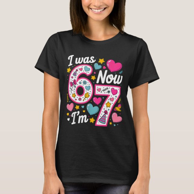 T-shirt Fille de 7 ans d'anniversaire J'avais 6 ans Mainte (Devant)