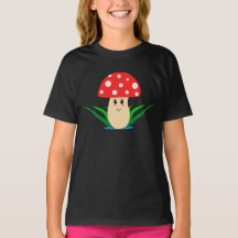 T-shirt fille de champignon mignonne et souriante