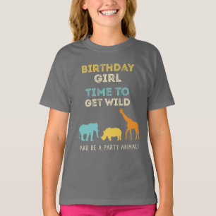 T-shirt Fille de fête d'anniversaire de safari de zoo