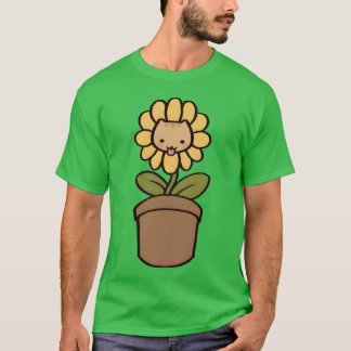T-shirt Fille de fleur de chat mignonne bête