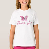 fille de fleurs stylisée, papillon rose mignon