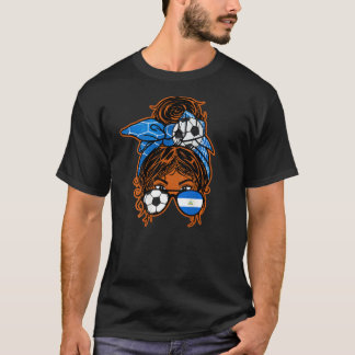 T-shirt Fille de football Nicaragua Peau brune Cheveux chi