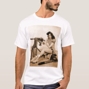 T-shirt Fille de la machine à canon rétro vintage femme