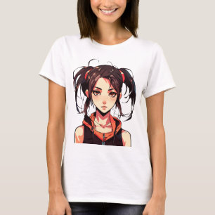 T-shirt Fille de manga charmante : Illustration vectoriell