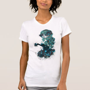 T-shirt Fille de Maquillage de Crâne de Sucre de Jour des