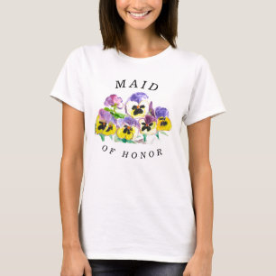 T-shirt Fille de Pansies d'honneur Mariage floral vintage